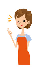 女性　エプロン　主婦　ばっちり