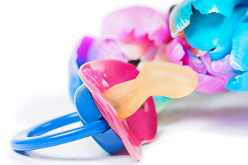 Pacifier with multicolored tulips