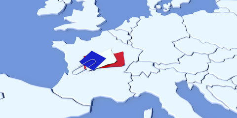 Mappa Europa 3D con post it Francia