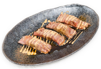 Close up  on fresh  Japanese Kobe Matsusaka Beef rolls