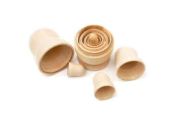 Set of five disassembled wooden matryoshkas