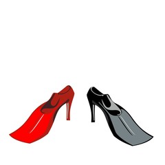 Humour of shoe-flippers are isolated on white background