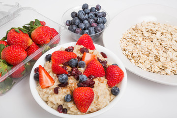 Oatmeal with Blueberries and Strawberries