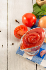 tomato sauce on wood