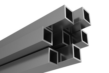 stainless steel profiles on a white background