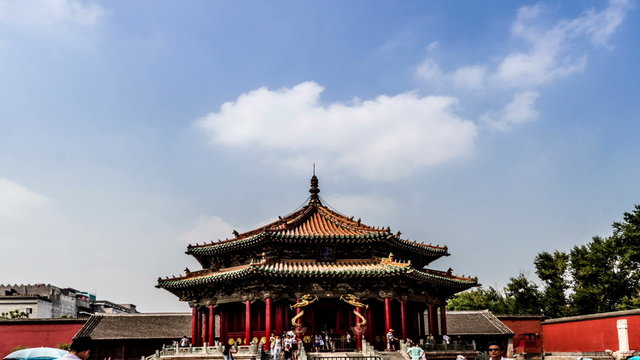 Walking from left to right,the famous Dazheng Hall in Forbidden City of Shenyang, China
