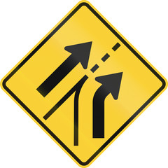 US road warning sign - Merging