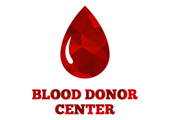 Blood donor center poster with red blood drop