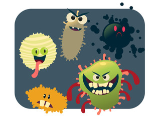 virus and bacteria set vector illustration