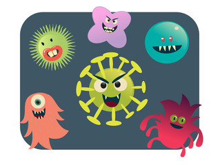 virus and bacteria set vector illustration