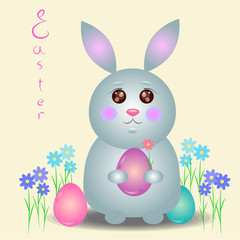 Cute little rabbit with easter egg