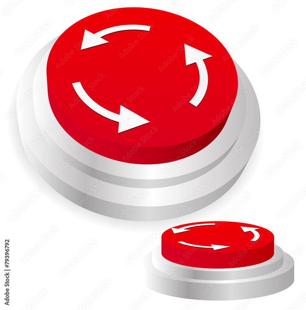 Poster Machine operation button. Restart, repeat, recurring, sync, sync