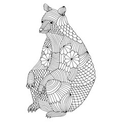 Bear illustration with embroidery pattern