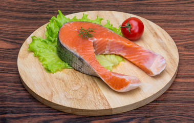 Raw salmon steak