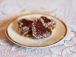 Heart chocolate coconut cookies