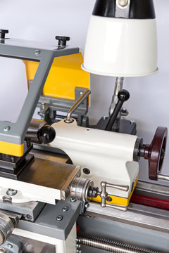 Closeup of a lathe machine