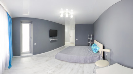 Fototapeta na wymiar Interior of bedroom. Gray tone.