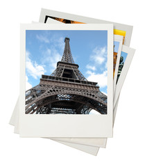 Travel photo collage isolated on white background