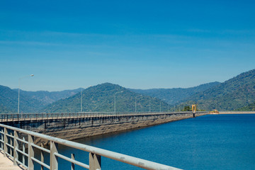Fototapeta na wymiar Landscape of Khun Dan Prakarnchon Dam, Nakhon Nayok,Thailand.