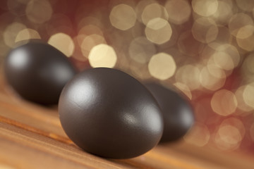 Three brown Easter eggs