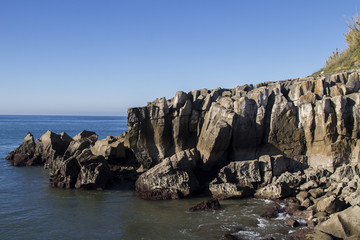 View of the rocky coastline of Peniche region, Portugal.