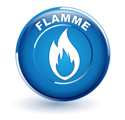 flamme sur bouton bleu