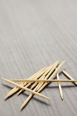 Pile of wooden toothpicks