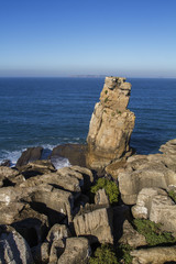 View of the rocky coastline of Peniche region, Portugal.