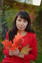 Naklejka premium beautiful girl in a red dress