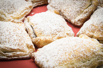 biscuits of puff pastry stuffed with chocolate
