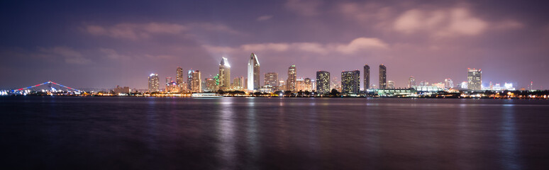 Fototapeta na wymiar Late Night Coronado San Diego Bay Downtown City Skyline