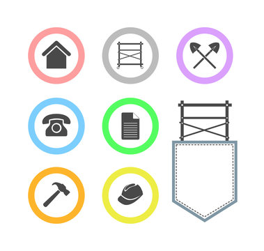 Set of Scaffolding round icons for web site