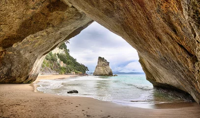 Fotobehang Strand bij Cathedral Cove, Coromandel Peninsula - Nieuw-Zeeland © Henner Damke