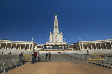 Fototapeta na wymiar View of the famous holy plaza of Fatima, Portugal.
