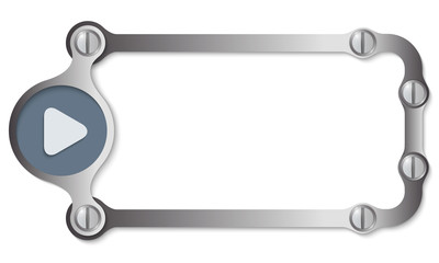 vector metal frame with screws and play symbol