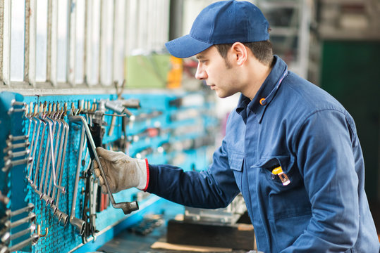 Mechanic working in his workshop