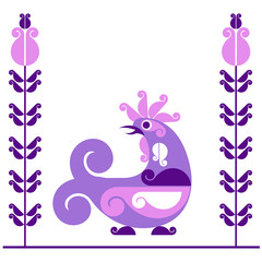 Vector decorative bird in folk style