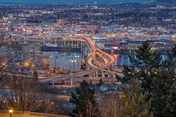 Fototapeta premium Portland City Eastside at Evening Blue Hour