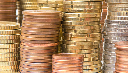 Stack of coins close up for background