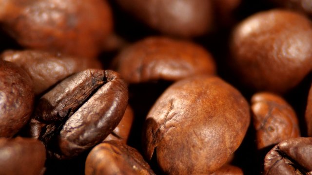 Top of brown roasted coffee beans