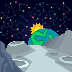 Outer space. Illustration in style flat