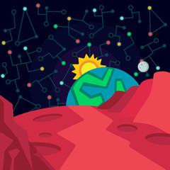 Outer space. Illustration in style flat