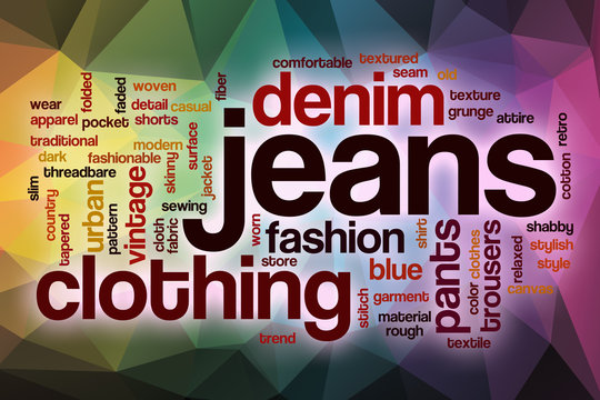 Jeans word cloud with abstract background