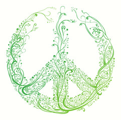 Symbol of peace. Beautiful pattern of green color.