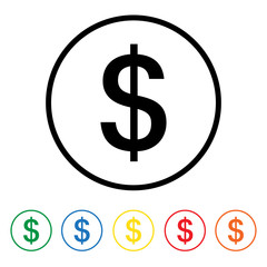 Dollar sign icon set