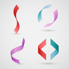 Ribbon Swirls With Realistic Vector Shadows
