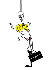 ビジネスマン　電車　つり革　居眠り