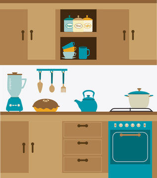 Kitchen design, vector illustration.