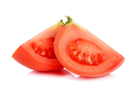 slice tomato on white background