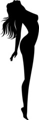 Silhouette of naked girl in profile